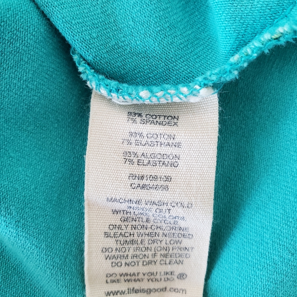 LIFE IS GOOD 10 Turquoise Green V-Neck Sleeveless Active Dress Boho Floral Comfy - Picture 6 of 12